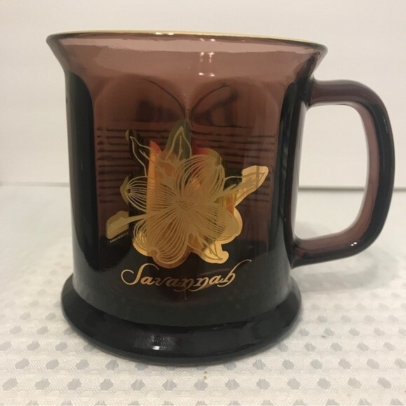 Culver Glass Mug 22K Gold Trim Savannah Dogwood Legend Y2K NWOT - Picture 2 of 7